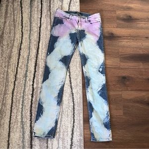 Allen B. Purple tie dye skinny jeans, size 10